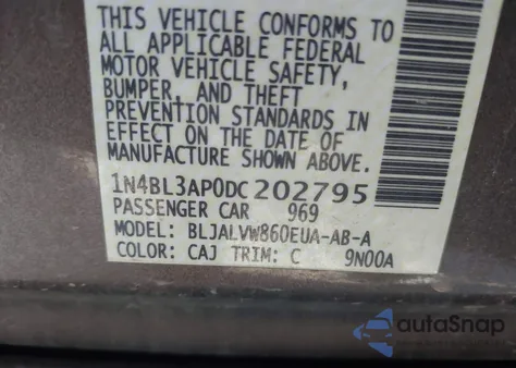 2013 Nissan Altima 3.5 Sl z USA, uszkodzony, nr VIN 1N4BL3AP0DC202795